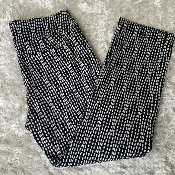 Black White Geometric Stretch Pull On Pants Sz 10 - Picture 1 of 6